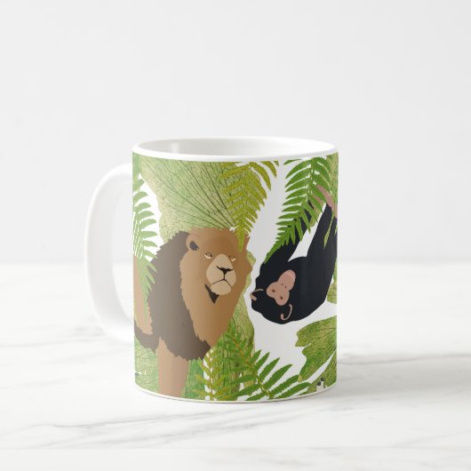 かわいいジャングル動物サファリボーイ |女の子 コーヒーマグカップ (正面左)