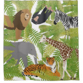 かわいいジャングル動物サファリボーイ |女の子 シャワーカーテン (正面)