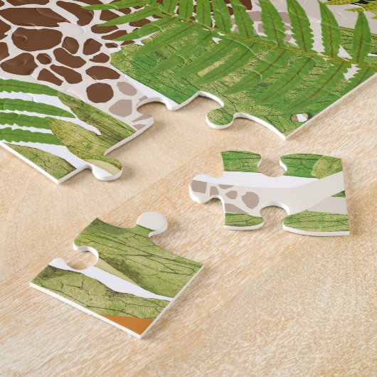 かわいいジャングル動物サファリボーイ |女の子 ジグソーパズル (側面)