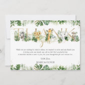 かわいいジャングル動物サファリ緑のベビーシャワー サンキューカード (正面)