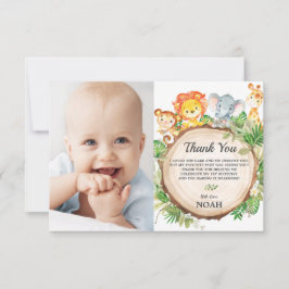 かわいいジャングル動物サファリ誕生日パーティーの写真 サンキューカード