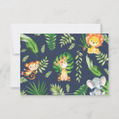 かわいいジャングル動物サファリ誕生日パーティーの写真 サンキューカード (裏面)