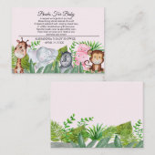 かわいいジャングル動物ピンクの赤ちゃんシャワーベビー エンクロージャーカード (正面/裏面)