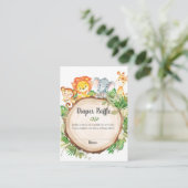 かわいいジャングル動物ベビーシャワーおむつラッフル エンクロージャーカード (スタンド正面)