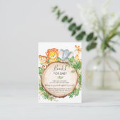 かわいいジャングル動物ベビーシャワー少年の本ベビー エンクロージャーカード (スタンド正面)