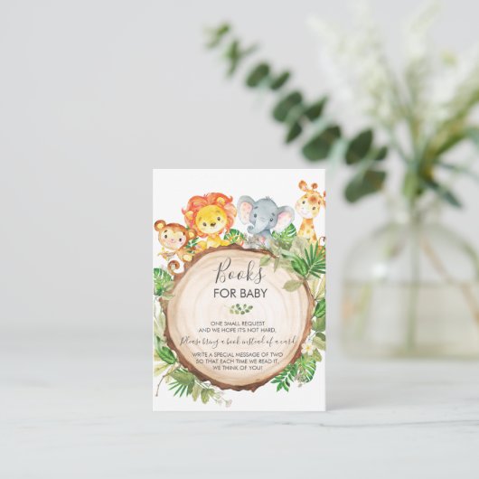 かわいいジャングル動物ベビーシャワー少年の本ベビー エンクロージャーカード (スタンド正面)