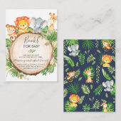 かわいいジャングル動物ベビーシャワー少年の本ベビー エンクロージャーカード (正面/裏面)