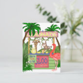 かわいいジャングル動物レモネードスタンドはがき ポストカード (スタンド正面)