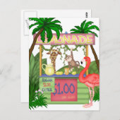 かわいいジャングル動物レモネードスタンドはがき ポストカード (正面/裏面)