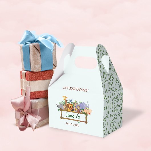 かわいいジャングル動物誕生日お願いボックス フェイバーボックス