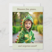 かわいいジャングル恐竜の男の子の誕生日 招待状 (裏面)