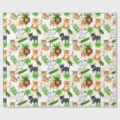 かわいいジャングル猫さまざまな野生動物が包む ラッピングペーパー (フラット)