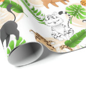 かわいいジャングル猫さまざまな野生動物が包む ラッピングペーパー (ロールコーナー)