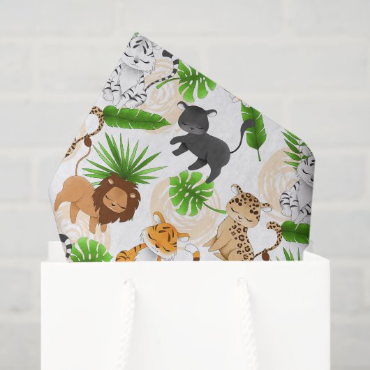 かわいいジャングル猫さまざまな野生動物の組織 薄葉紙 (ギフトバッグ)