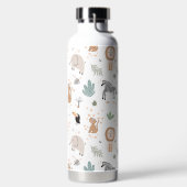 かわいいジャングル雨林の動物のパターン ウォーターボトル (左面)