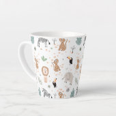 かわいいジャングル雨林の動物のパターン カフェラテマグ (左アングル)