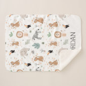 かわいいジャングル雨林の動物のパターン シェルパブランケット (正面(横))