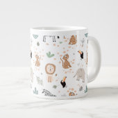 かわいいジャングル雨林の動物のパターン ジャンボコーヒーマグカップ (正面右)