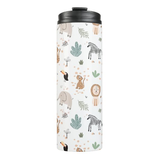 かわいいジャングル雨林の動物のパターン タンブラー (正面)