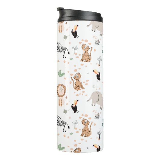 かわいいジャングル雨林の動物のパターン タンブラー (回転右)