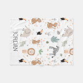 かわいいジャングル雨林の動物のパターン フリースブランケット (正面(横))