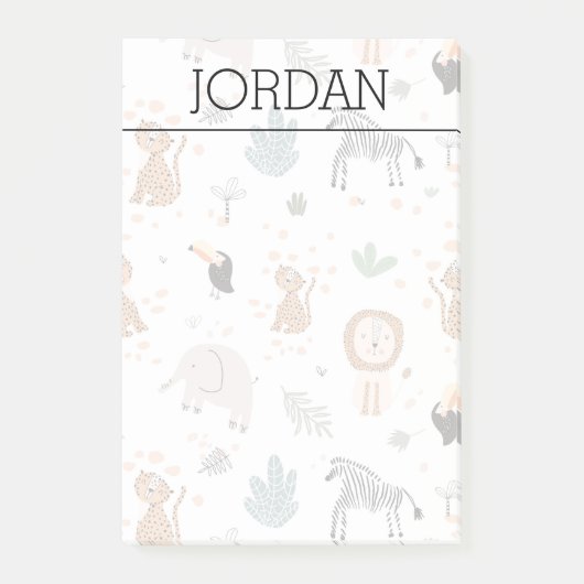 かわいいジャングル雨林の動物のパターン ポストイット (正面)