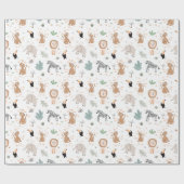 かわいいジャングル雨林の動物のパターン ラッピングペーパー (フラット)