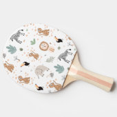 かわいいジャングル雨林の動物のパターン 卓球ラケット (横)