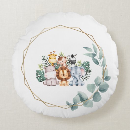 かわいいジャングル ラウンドクッション (正面)