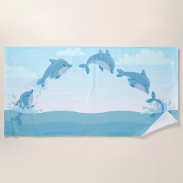 かわいいジャンピングイルカ ビーチタオル