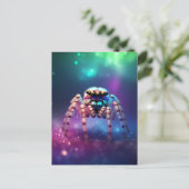 かわいいジャンピングスパイダー　鮮やかな色彩 ポストカード (スタンド正面)