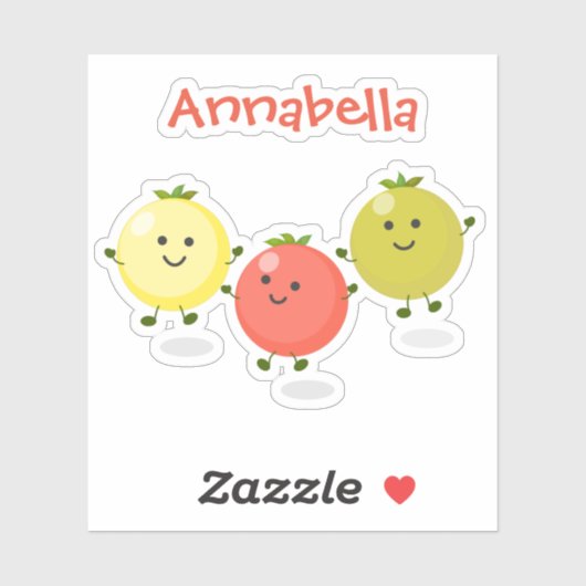 かわいいジャンプさくらんぼトマト漫画イラストレーション シール (シート)