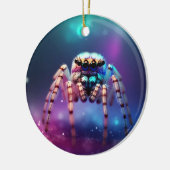 かわいいジャンプするクモの鮮やか色 セラミックオーナメント (左)