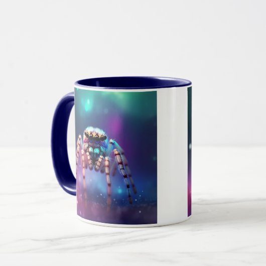 かわいいジャンプするクモの鮮やか色 マグカップ (正面左)