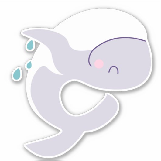 かわいいジャンプクジラのグラフィック シール (正面)