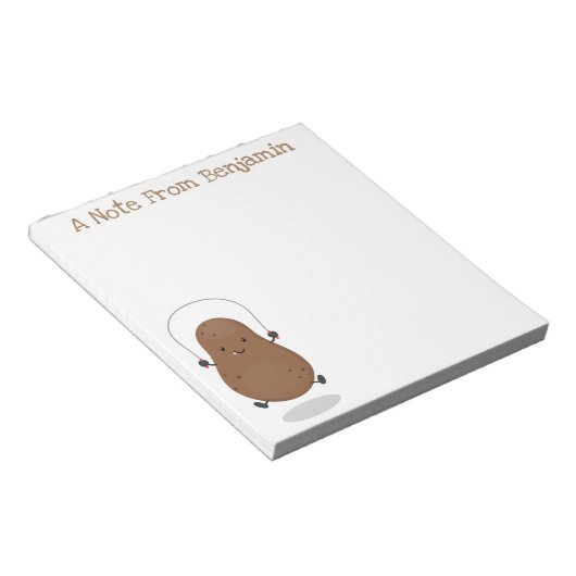 かわいいジャンプポテトグリーン漫画イラストレーション ノートパッド (アングル)