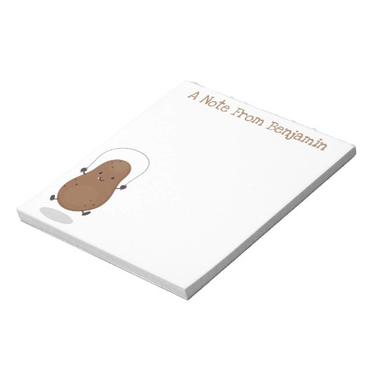 かわいいジャンプポテトグリーン漫画イラストレーション ノートパッド (回転)