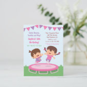 かわいいジャンプ女の子トランポリン誕生日パーティー 招待状 (スタンド正面)