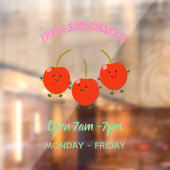 かわいいジャンプ赤さくらんぼ漫画イラストレーション ウィンドウサイン (シート2)