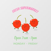 かわいいジャンプ赤さくらんぼ漫画イラストレーション ウィンドウサイン (シート)