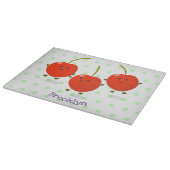 かわいいジャンプ赤さくらんぼ漫画イラストレーション カッティングボード (角)