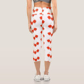 かわいいジャンプ赤さくらんぼ漫画イラストレーション カプリレギンス (裏面)