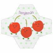 かわいいジャンプ赤さくらんぼ漫画イラストレーション サッカーボール (フラット)