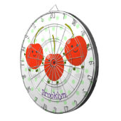 かわいいジャンプ赤さくらんぼ漫画イラストレーション ダーツボード (正面右)