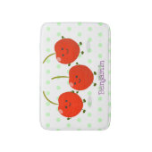 かわいいジャンプ赤さくらんぼ漫画イラストレーション バスマット (正面縦)