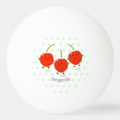 かわいいジャンプ赤さくらんぼ漫画イラストレーション 卓球ボール (裏面)