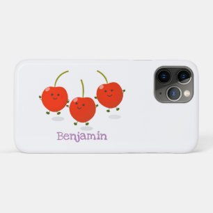 かわいいジャンプ赤さくらんぼ漫画イラストレーション iPhone 11 PROケース