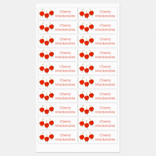 かわいいジャンプ赤さくらんぼ漫画パーソナライズされた ラベル (シート)