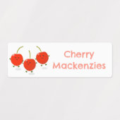 かわいいジャンプ赤さくらんぼ漫画パーソナライズされた ラベル (デザイン2)