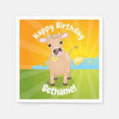 かわいいジャージーの牛のパーソナライズされた誕生日 スタンダードカクテルナプキン (正面)